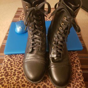 Women's Black Lace Up Combat Boot  -  Very Gently Used